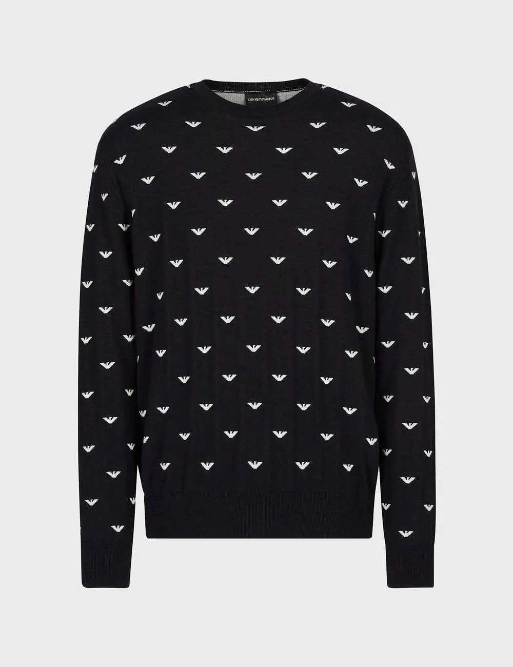 Maglione in lana vergine eagle jacquard all over Blu