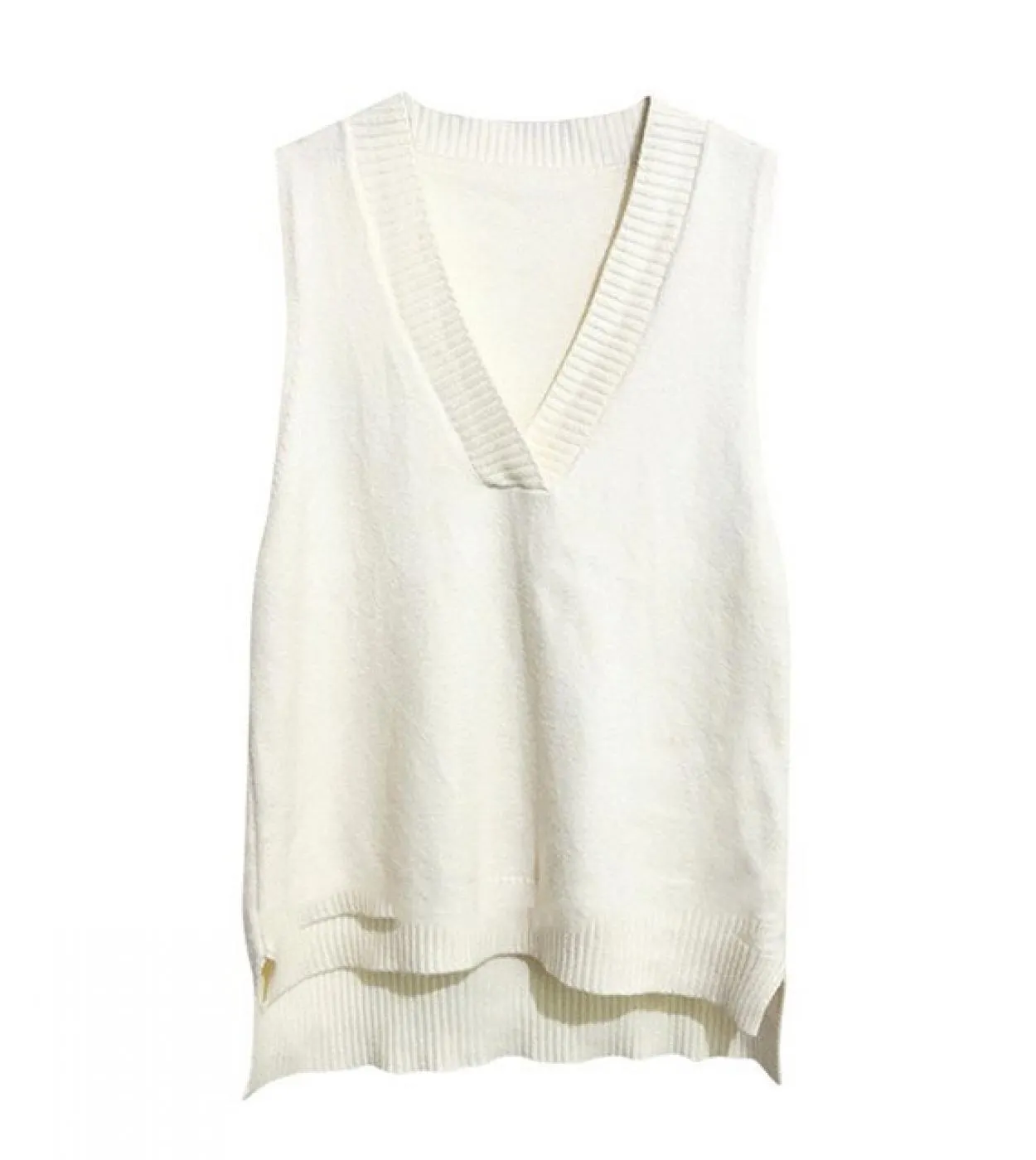 Maglione lavorato a maglia con scollo a V da donna Gilet maglione tinta unita 2022 Nuovo autunno inverno Pullover senza maniche
