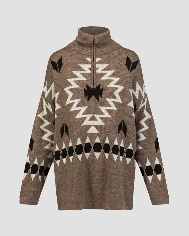 Maglione marrone in lana da donna We Norwegians Háldi
