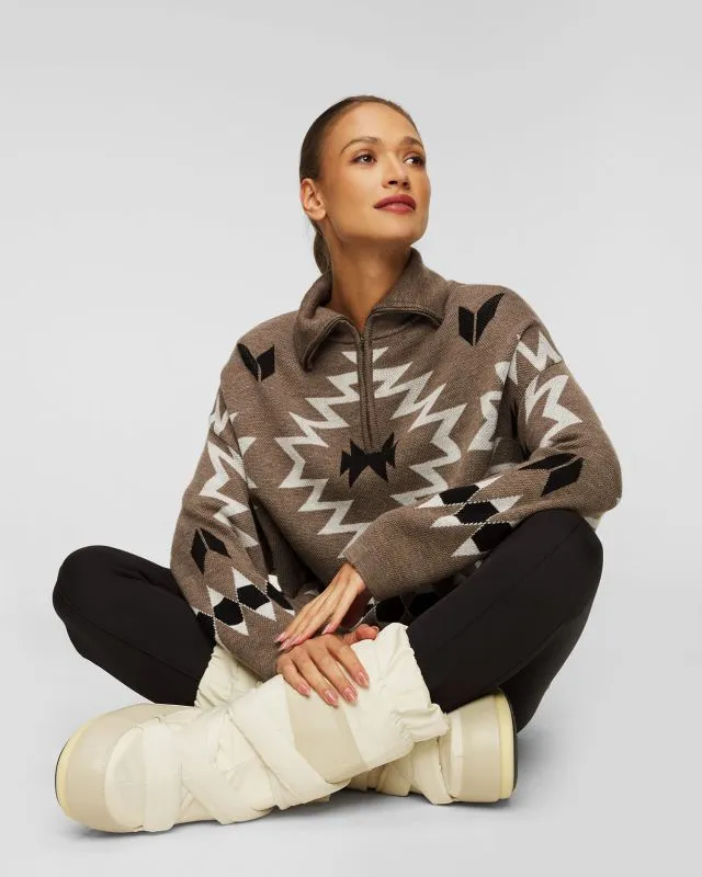 Maglione marrone in lana da donna We Norwegians Háldi