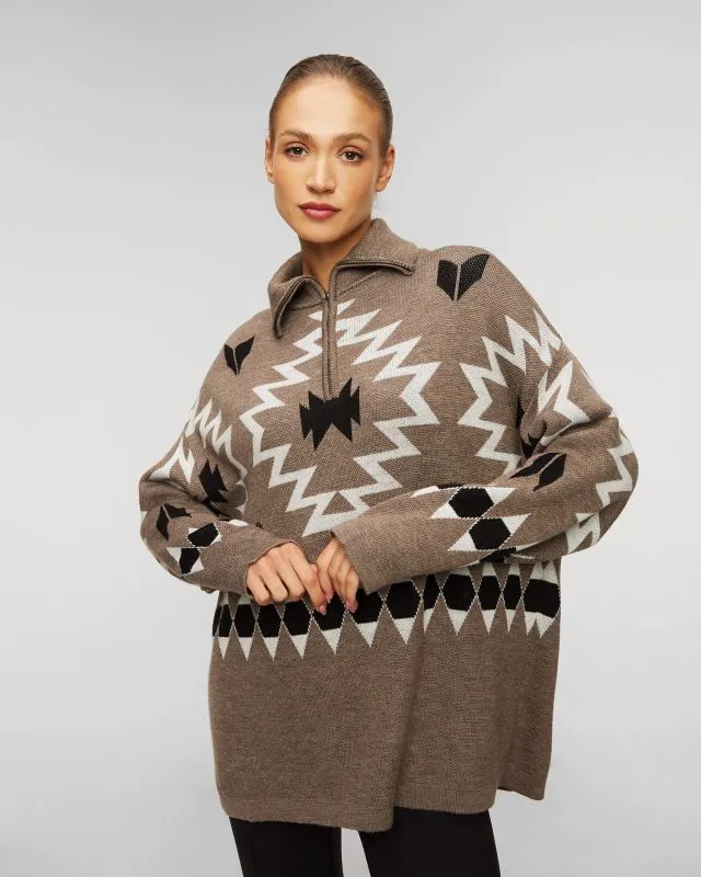 Maglione marrone in lana da donna We Norwegians Háldi