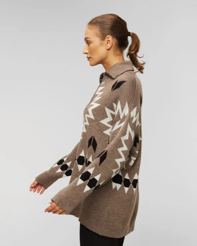 Maglione marrone in lana da donna We Norwegians Háldi
