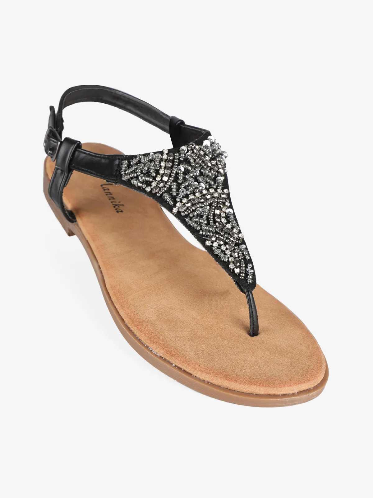 Mannika Sandales tongs femme à paillettes