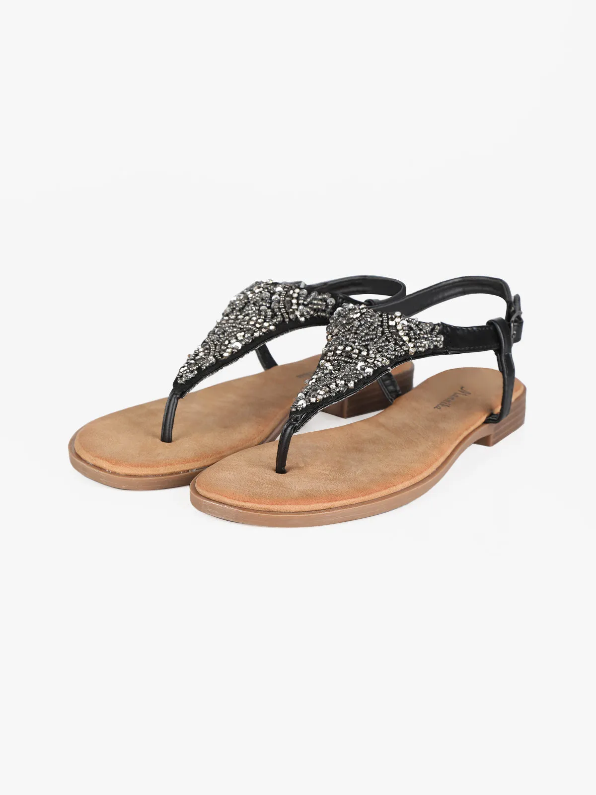 Mannika Sandales tongs femme à paillettes