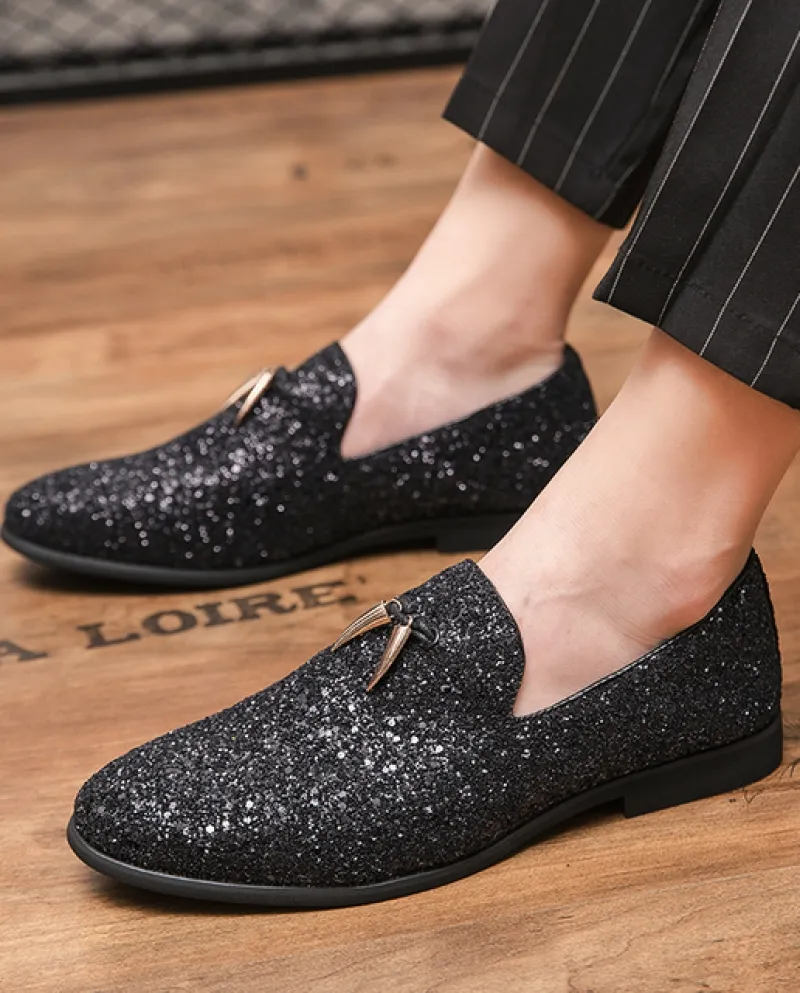 New Trend Men Paillettes Nappa Ciondolo Oxford Scarpe Uomo Abito da sposa Prom Party Calzature da ufficio Sapato Social Masculin