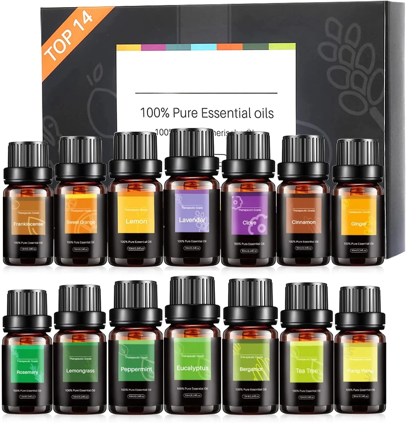 Oli Essenziali Aromaterapia 14x10ML, 100% Puri e Naturale Set di Oli Essenziali per Diffusori Umidificatore, SPA, Sauna, Aromate