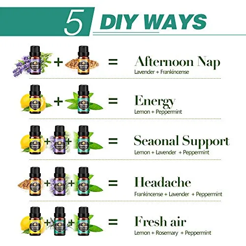 Oli Essenziali per Diffusori, Set di olio essenziale 12 x 10 ml, Essenze Naturali olio essenziale,Tea Tree Lavanda Rosmarino Euc