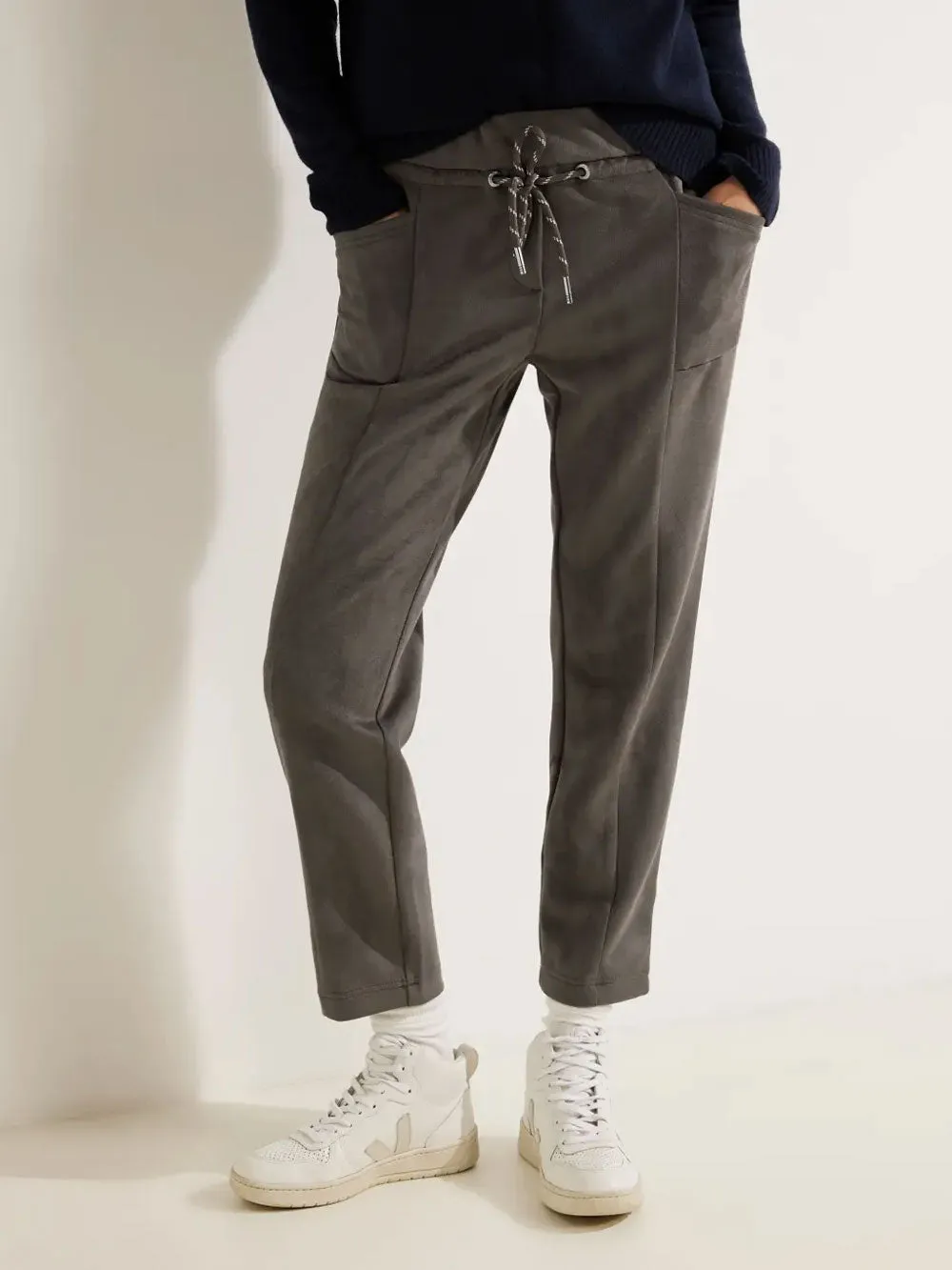 Pantalone Donna in velluto ecopelle Grigio