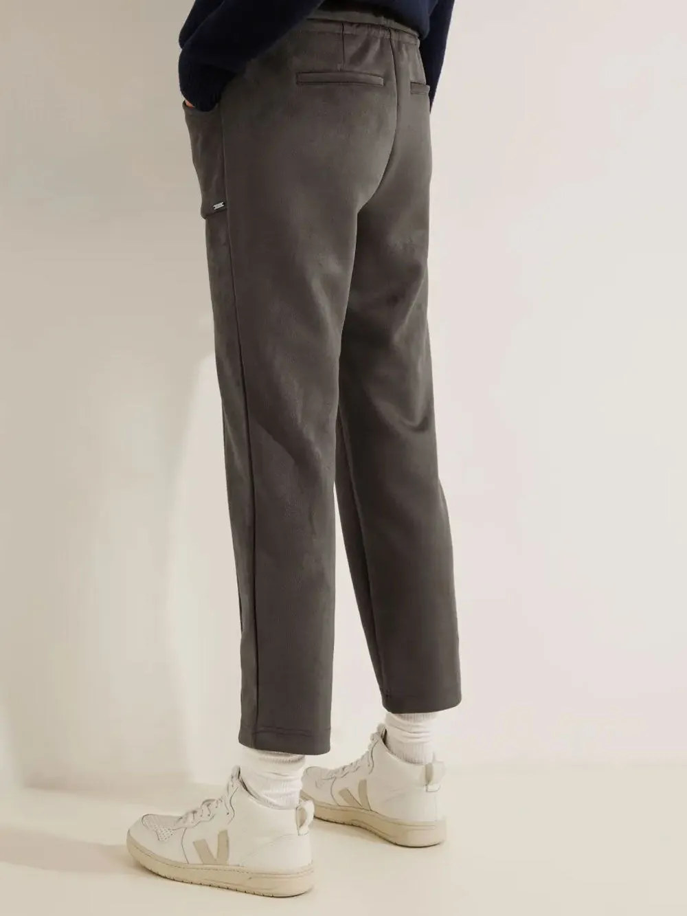 Pantalone Donna in velluto ecopelle Grigio