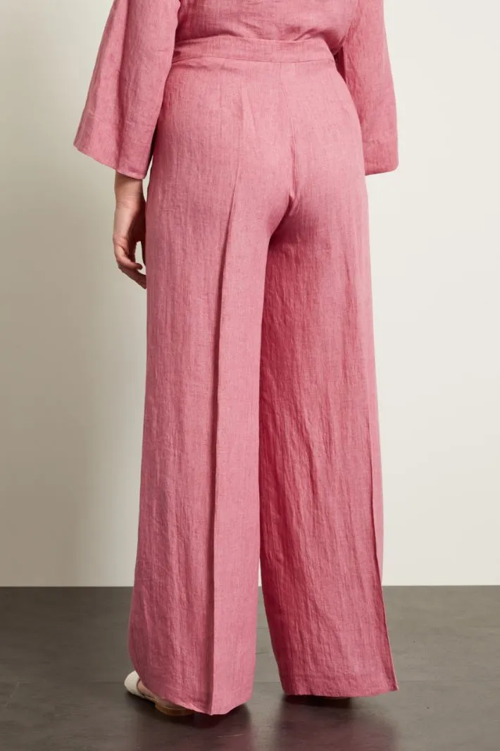 Pantaloni a palazzo in lino