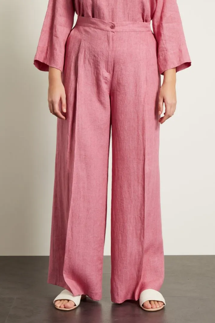 Pantaloni a palazzo in lino