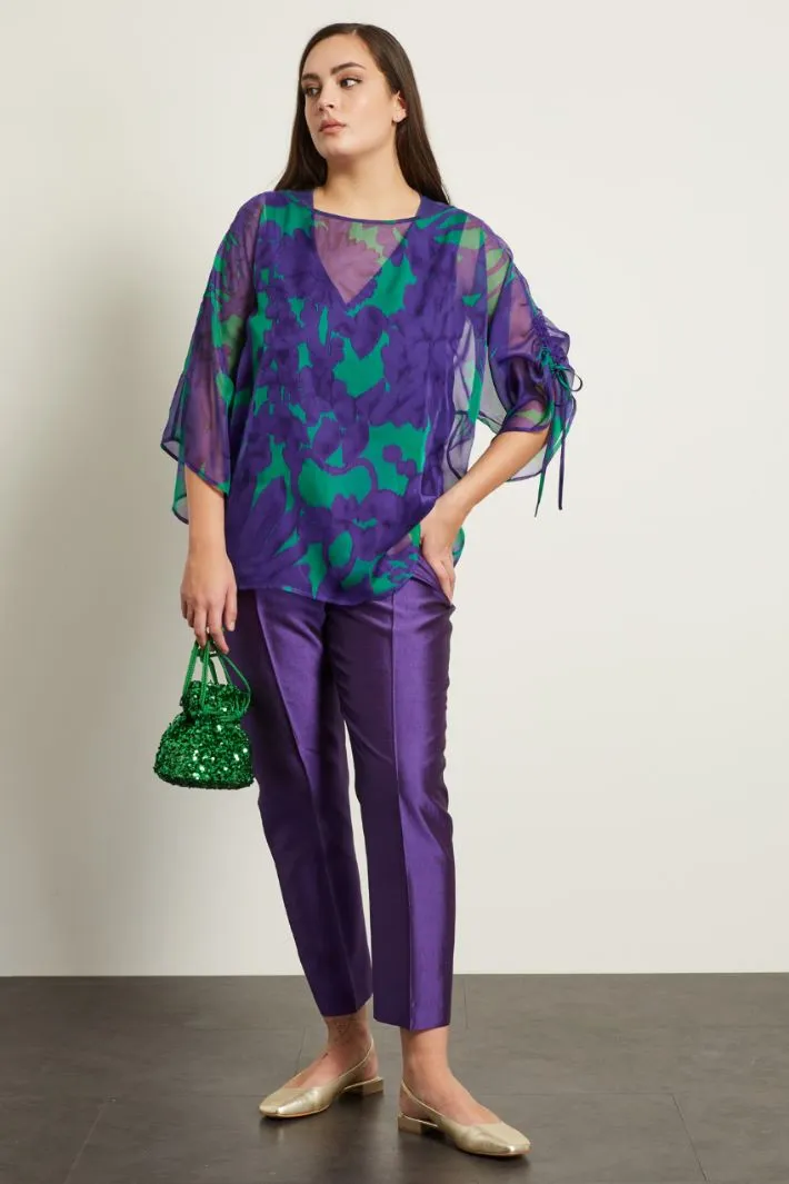 Pantaloni in shantung di seta