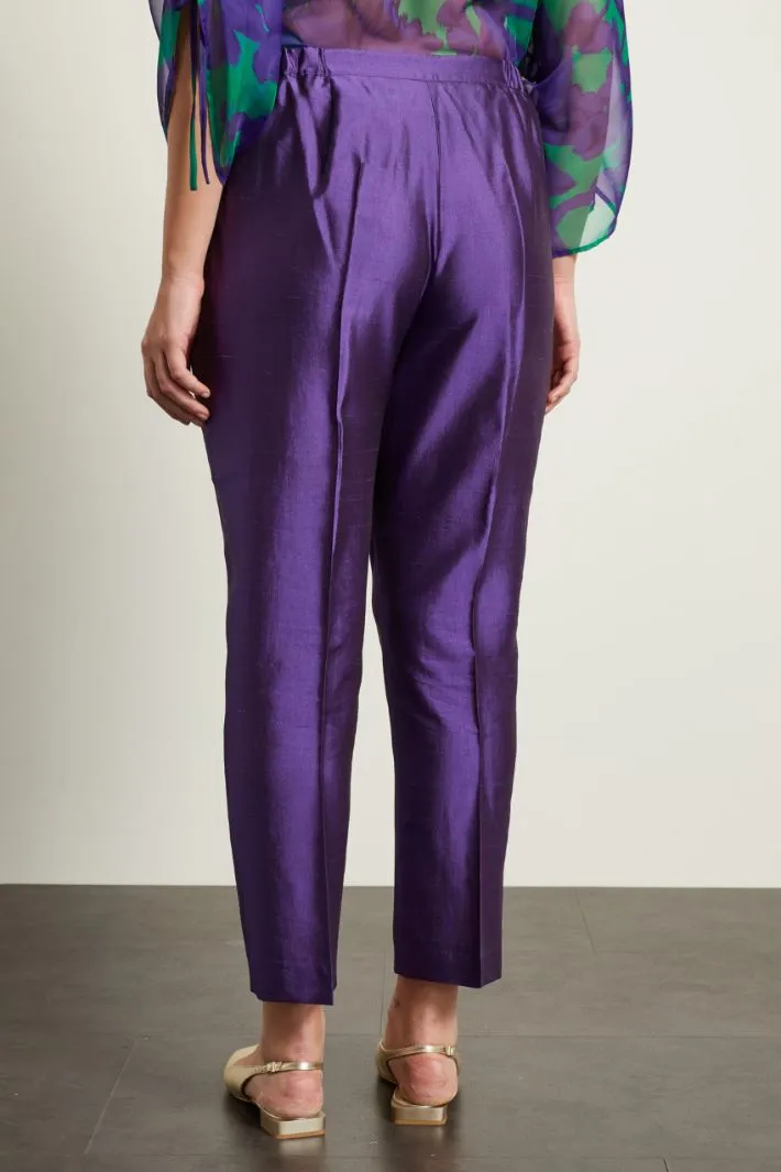 Pantaloni in shantung di seta