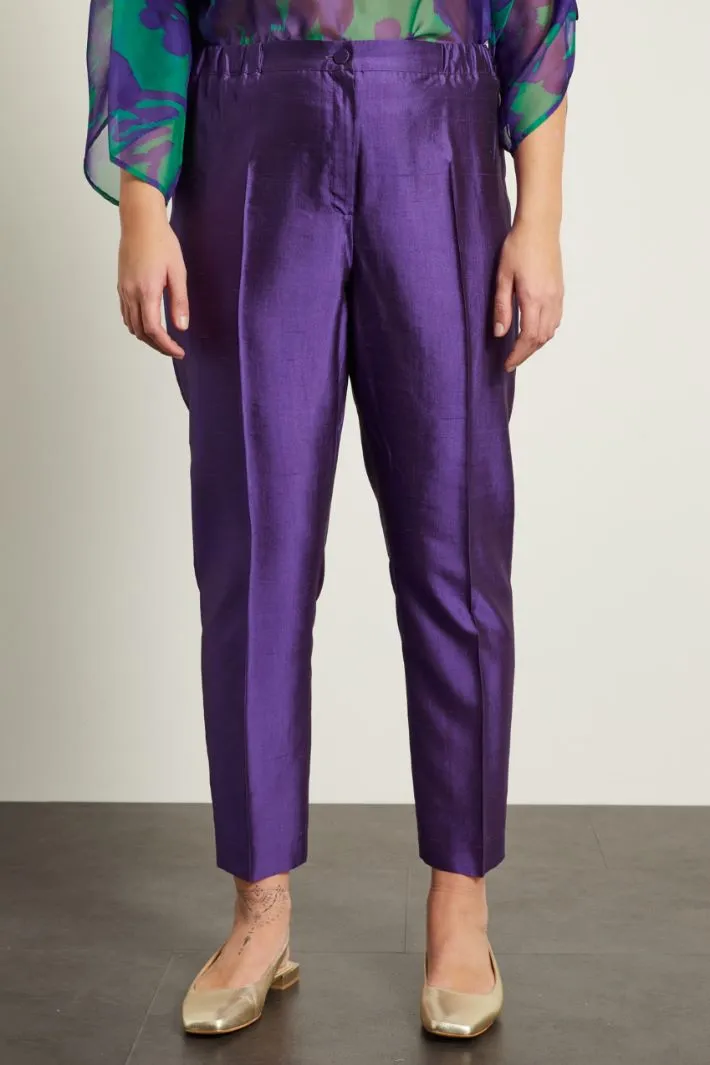 Pantaloni in shantung di seta