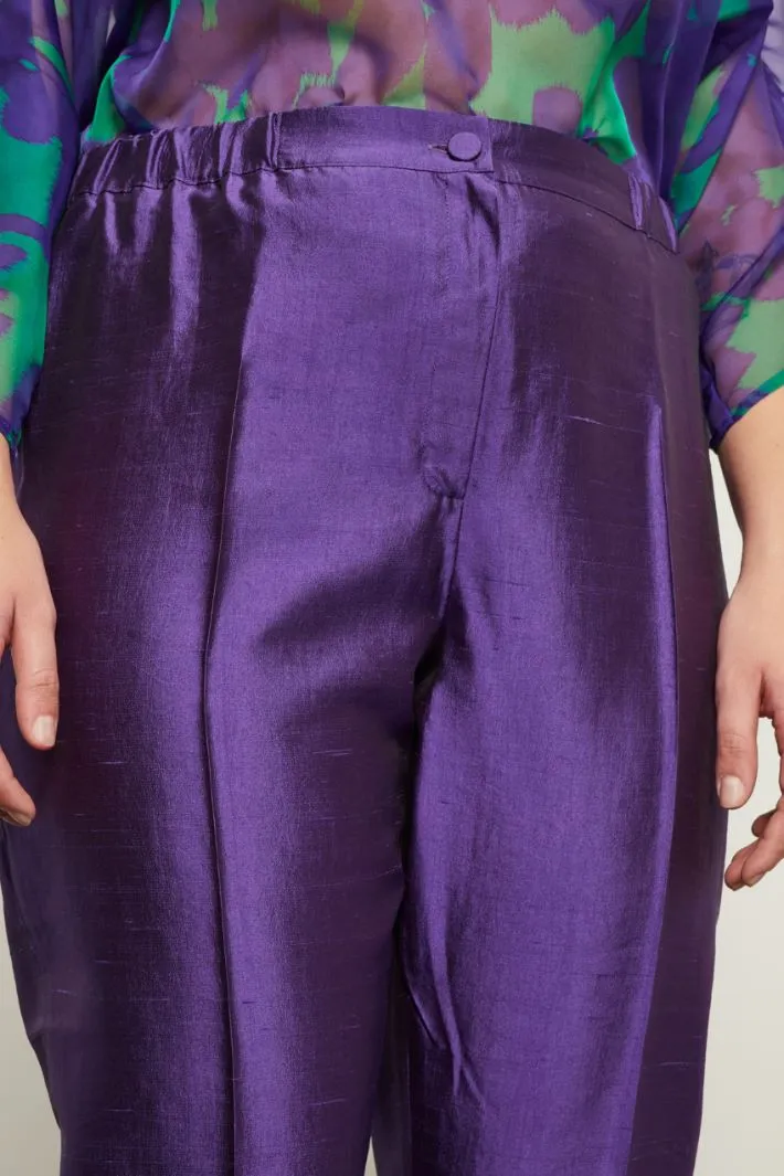 Pantaloni in shantung di seta