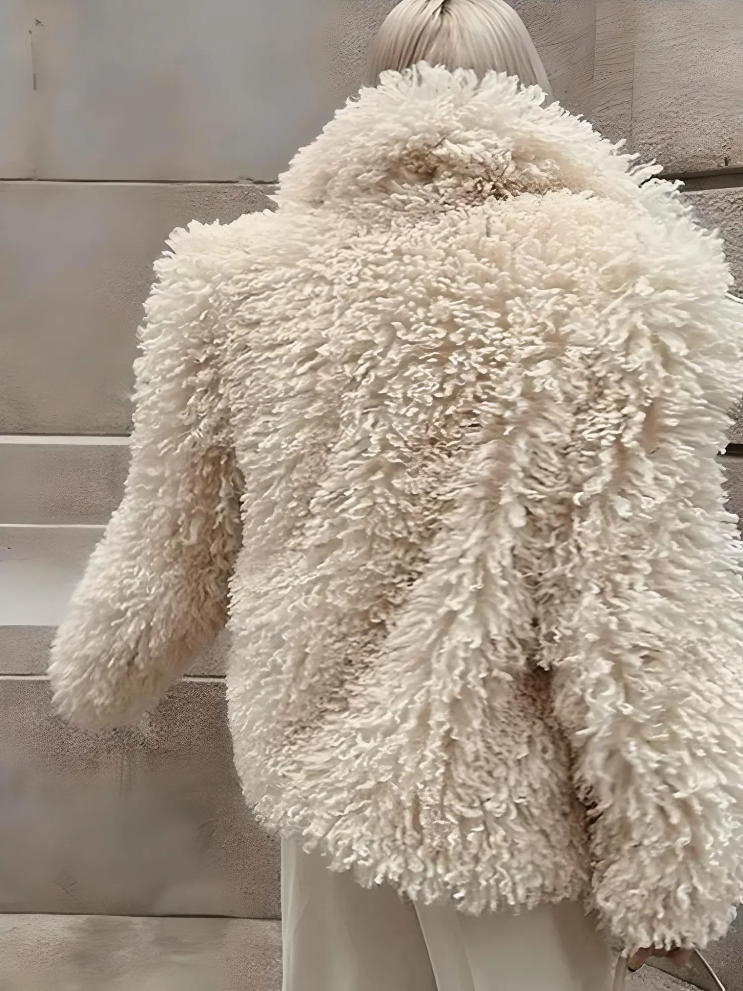 Pelliccia Donna Scollo V Manica Lunga Casual Elegante Calda Autunno Inverno Colletto Rovesciato