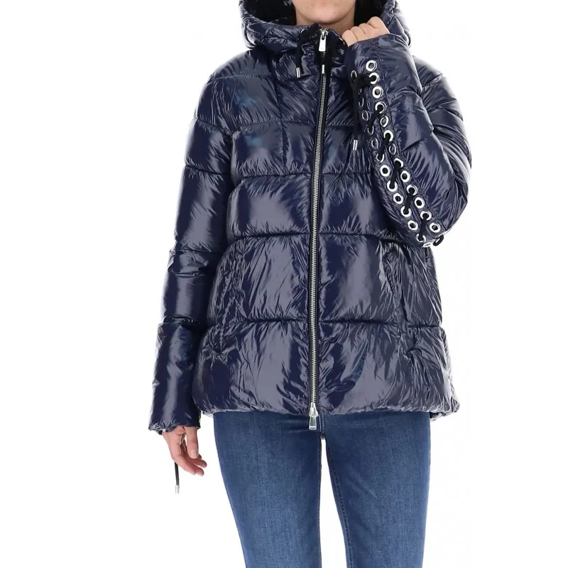 PINKO piumino SISTO CABAN crystal nylon DARK BLUE
