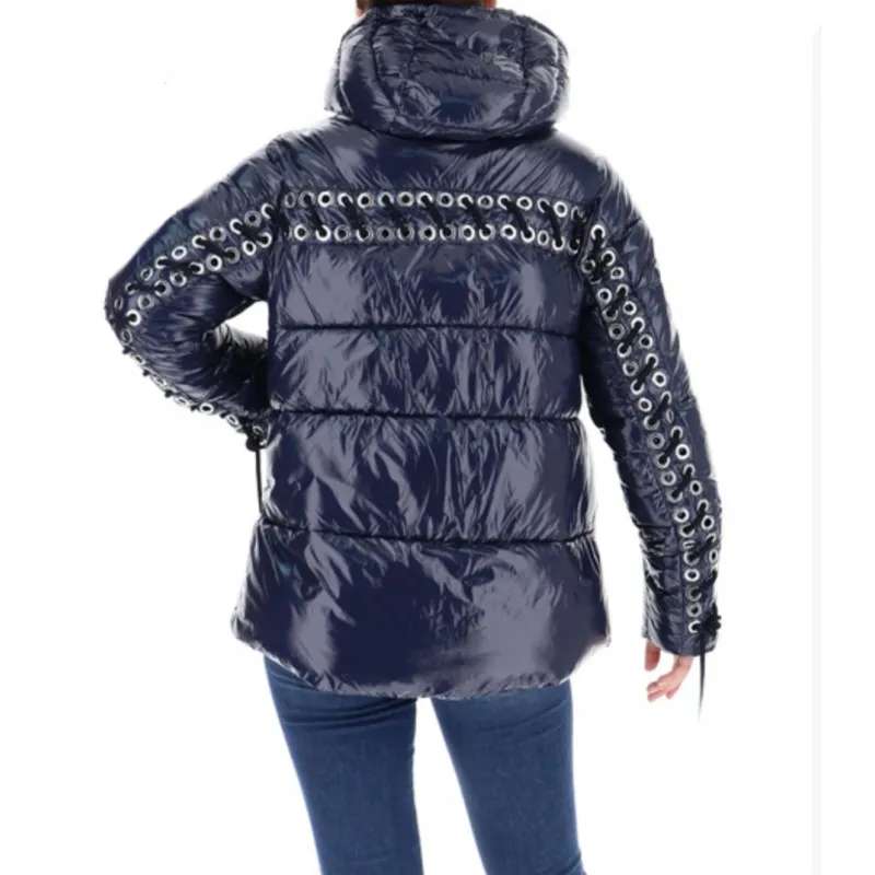 PINKO piumino SISTO CABAN crystal nylon DARK BLUE