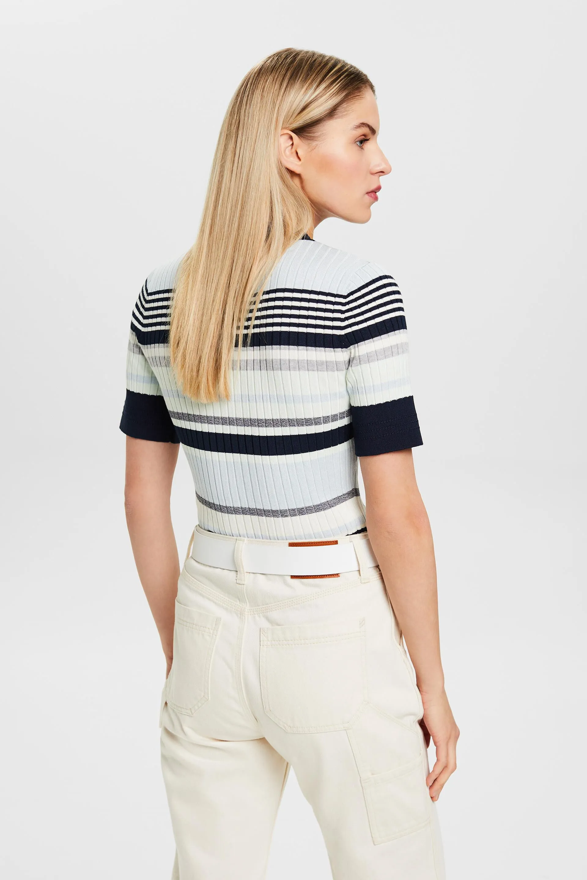 Pullover a manica corta con intarsi