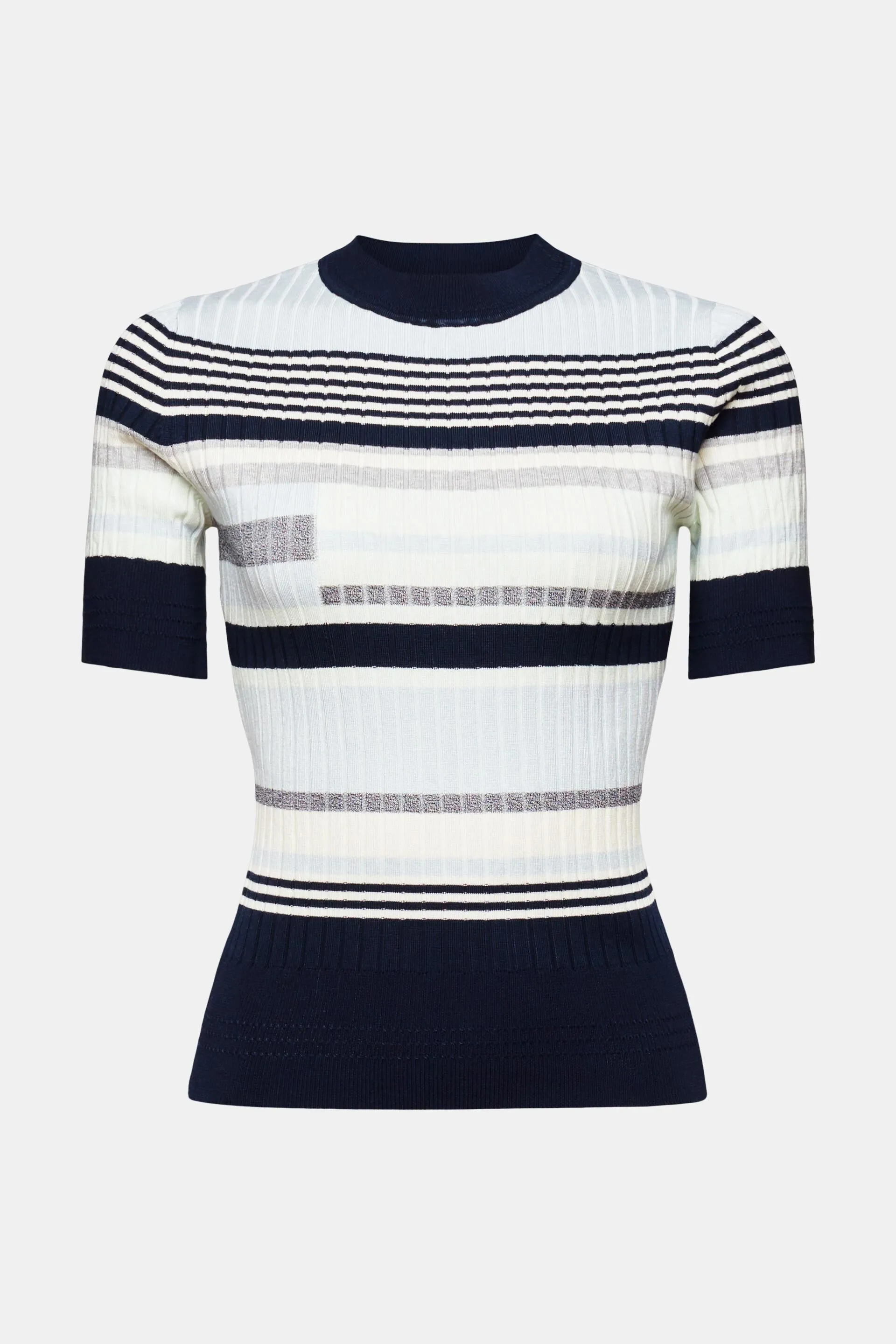 Pullover a manica corta con intarsi