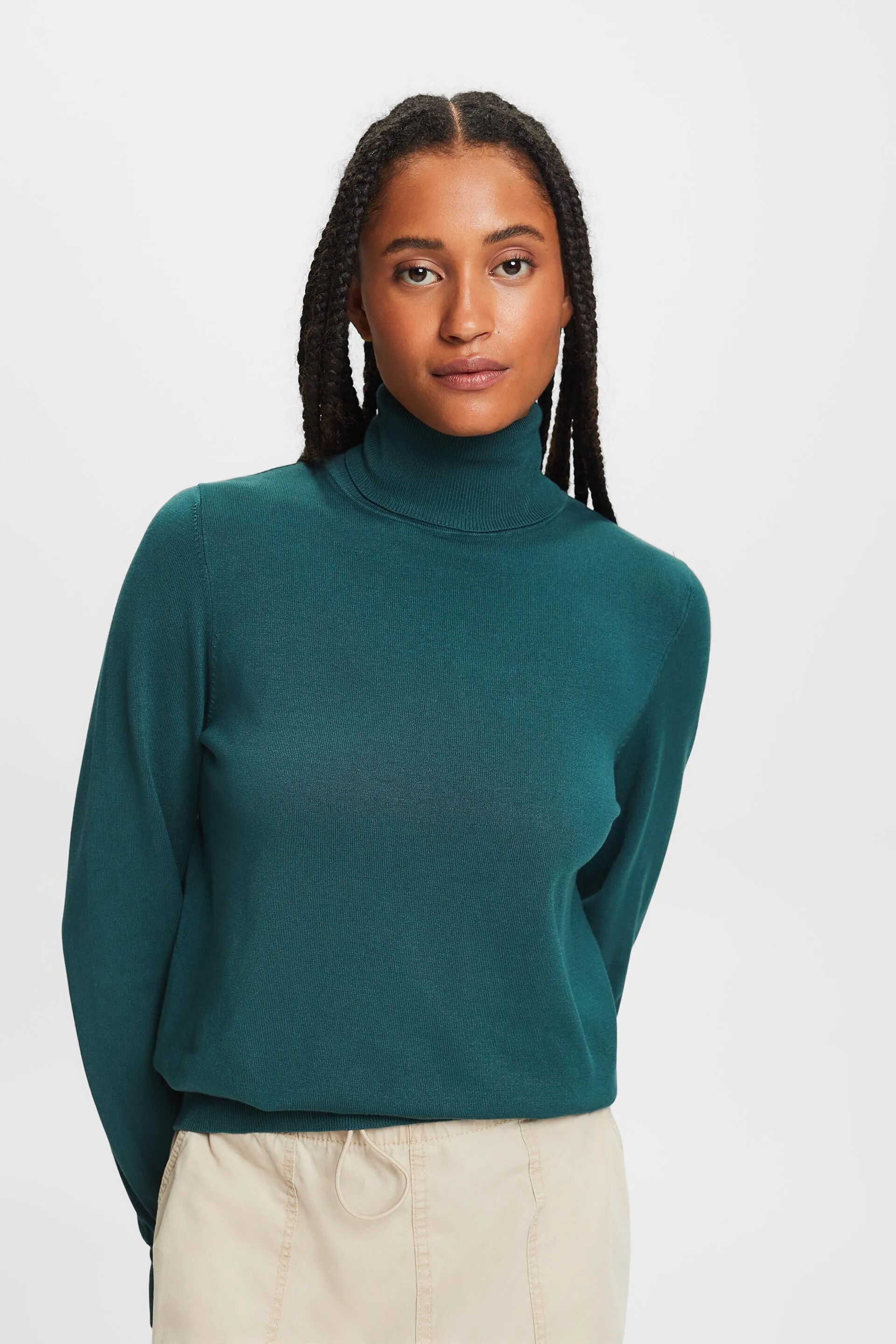 Pullover basic con scollo a dolcevita, LENZING™ ECOVERO™