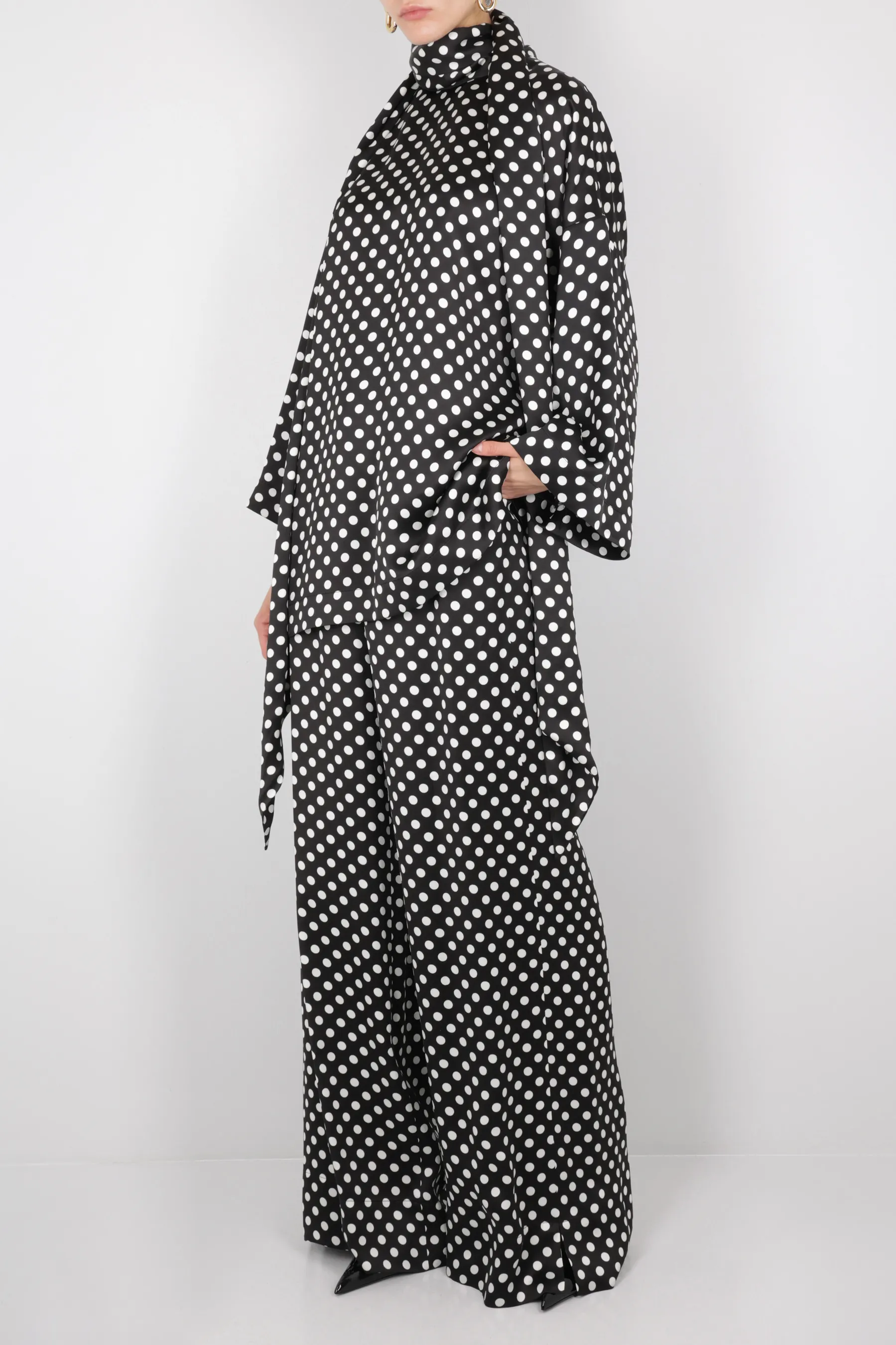  SAINT LAURENT pantalone a gamba larga in raso 