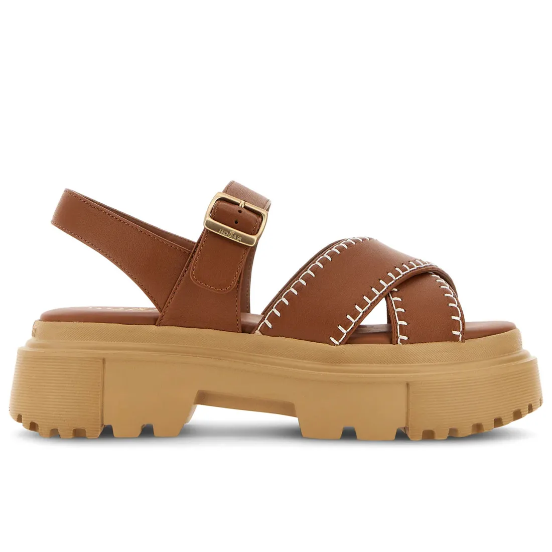 Sandali da donna Hogan H644 in pelle cuoio con impunture