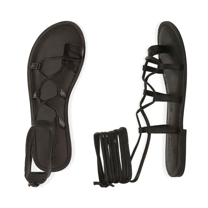 Sandali lace-up neri in pelle