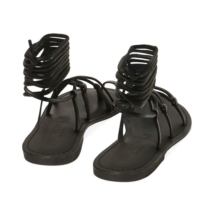 Sandali lace-up neri in pelle