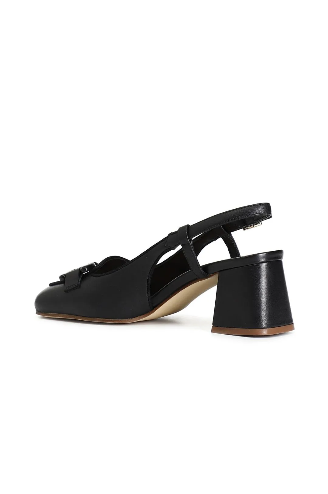 scarpe in nappa aperte sul retro con morsetto nero