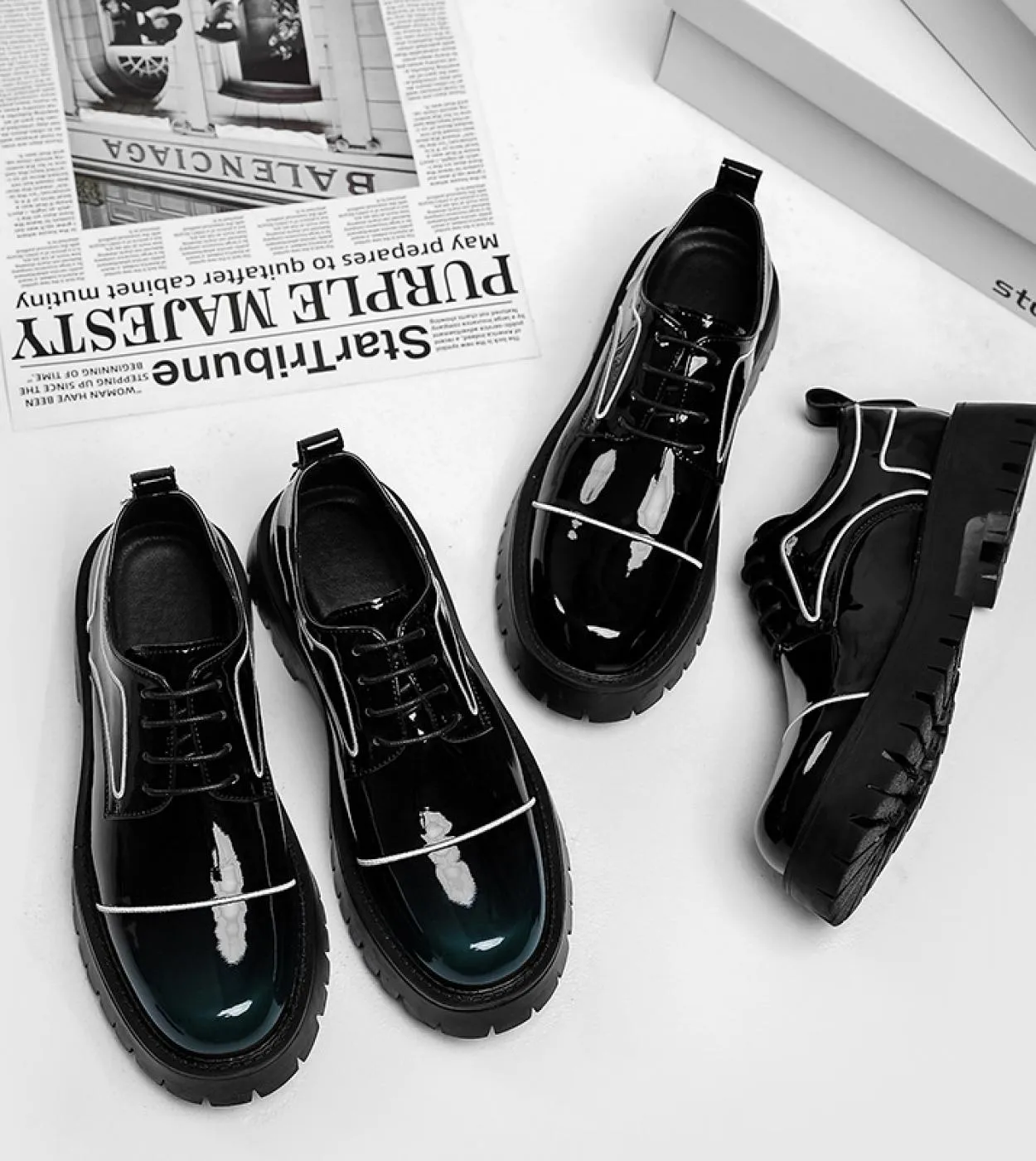 Scarpe in pelle verniciata verde Scarpe uomo uomo Scarpe casual più alte Scarpe più alte verdi Scarpe casual in pelle da uomo