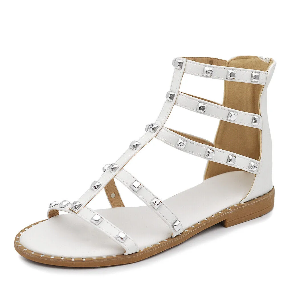 Scarpe Infradito Sandali Stivaletti Estivi Gladiatore Da Donna Borchie KK-703