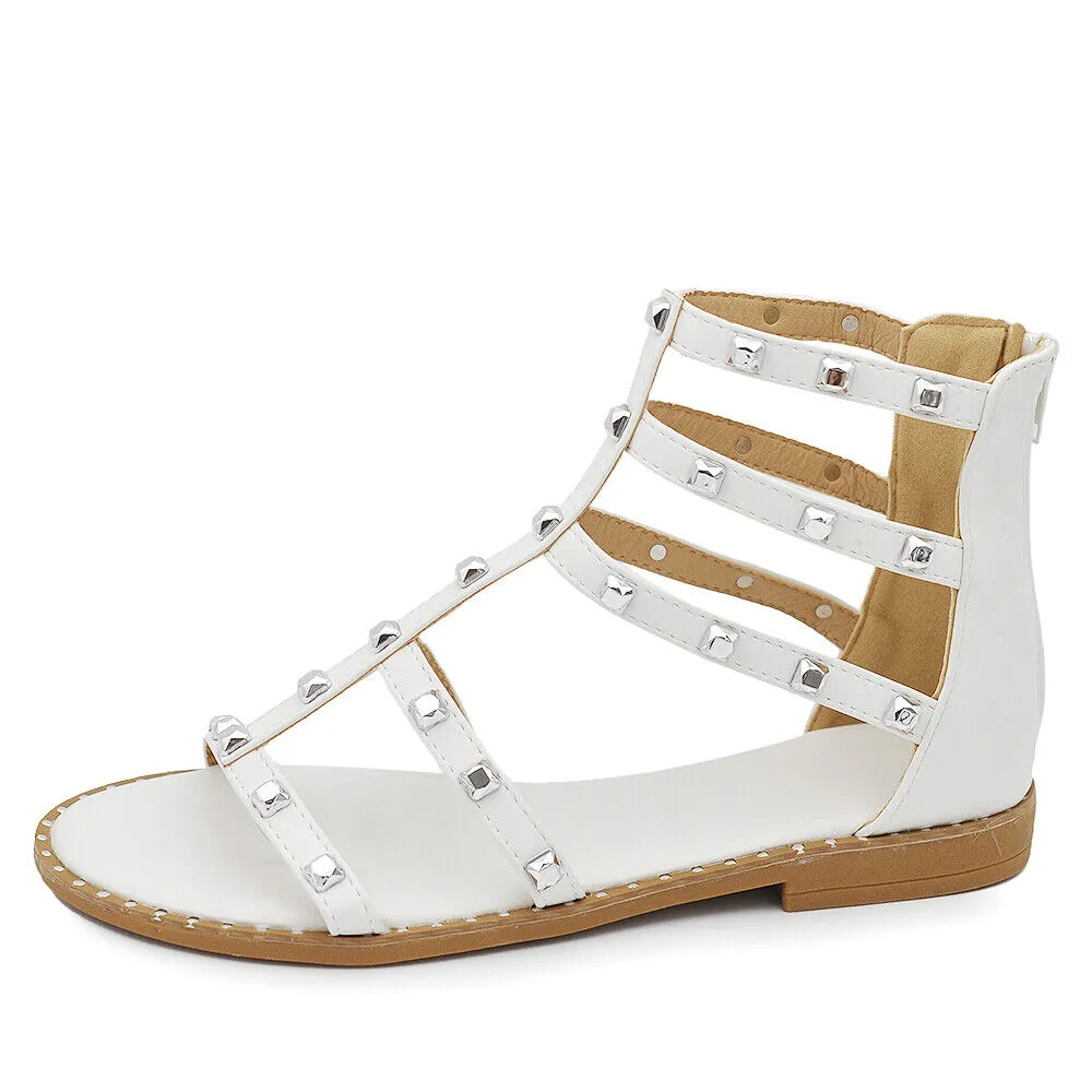 Scarpe Infradito Sandali Stivaletti Estivi Gladiatore Da Donna Borchie KK-703