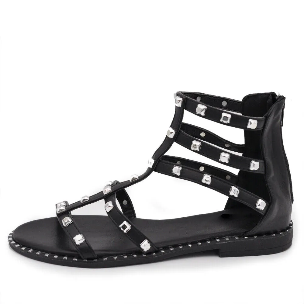 Scarpe Infradito Sandali Stivaletti Estivi Gladiatore Da Donna Borchie KK-703