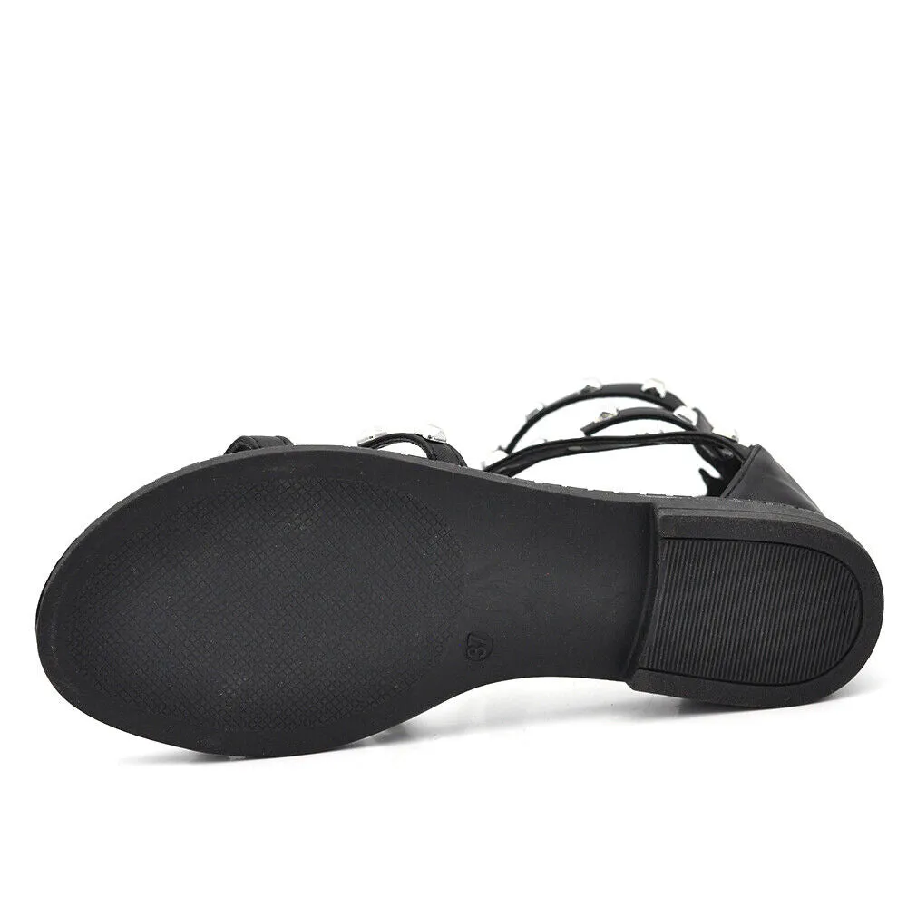 Scarpe Infradito Sandali Stivaletti Estivi Gladiatore Da Donna Borchie KK-703
