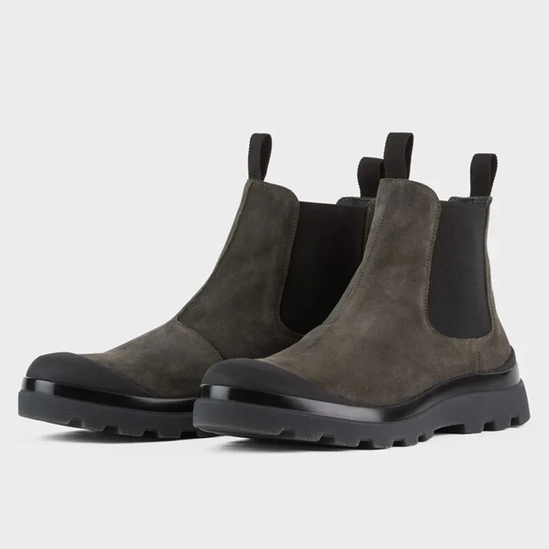 Stivaletti Beatle Panchic P03 in suede khaki con puntale in gomma