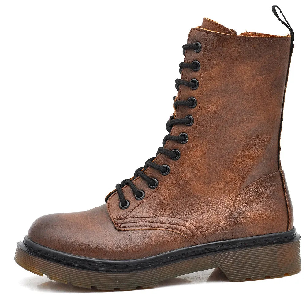 Stivaletti Stivali Anfibi Combat boots Militare Da Donna MT88-5 nero marrone