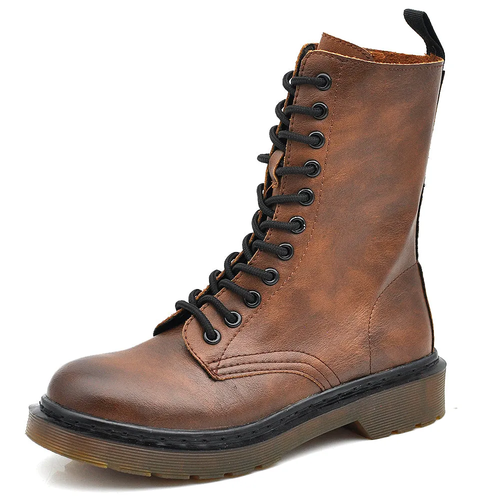 Stivaletti Stivali Anfibi Combat boots Militare Da Donna MT88-5 nero marrone