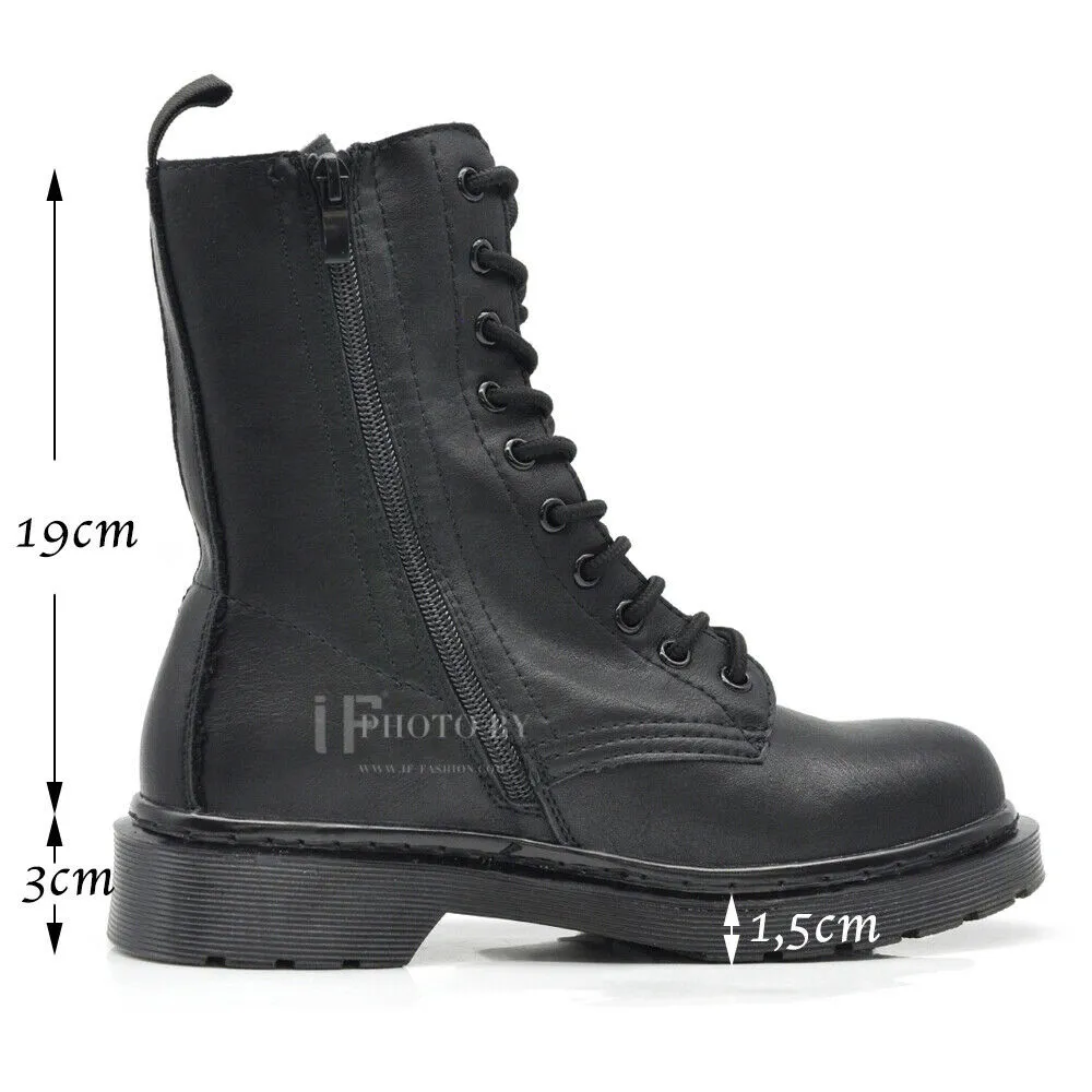 Stivaletti Stivali Anfibi Combat boots Militare Da Donna MT88-5 nero marrone