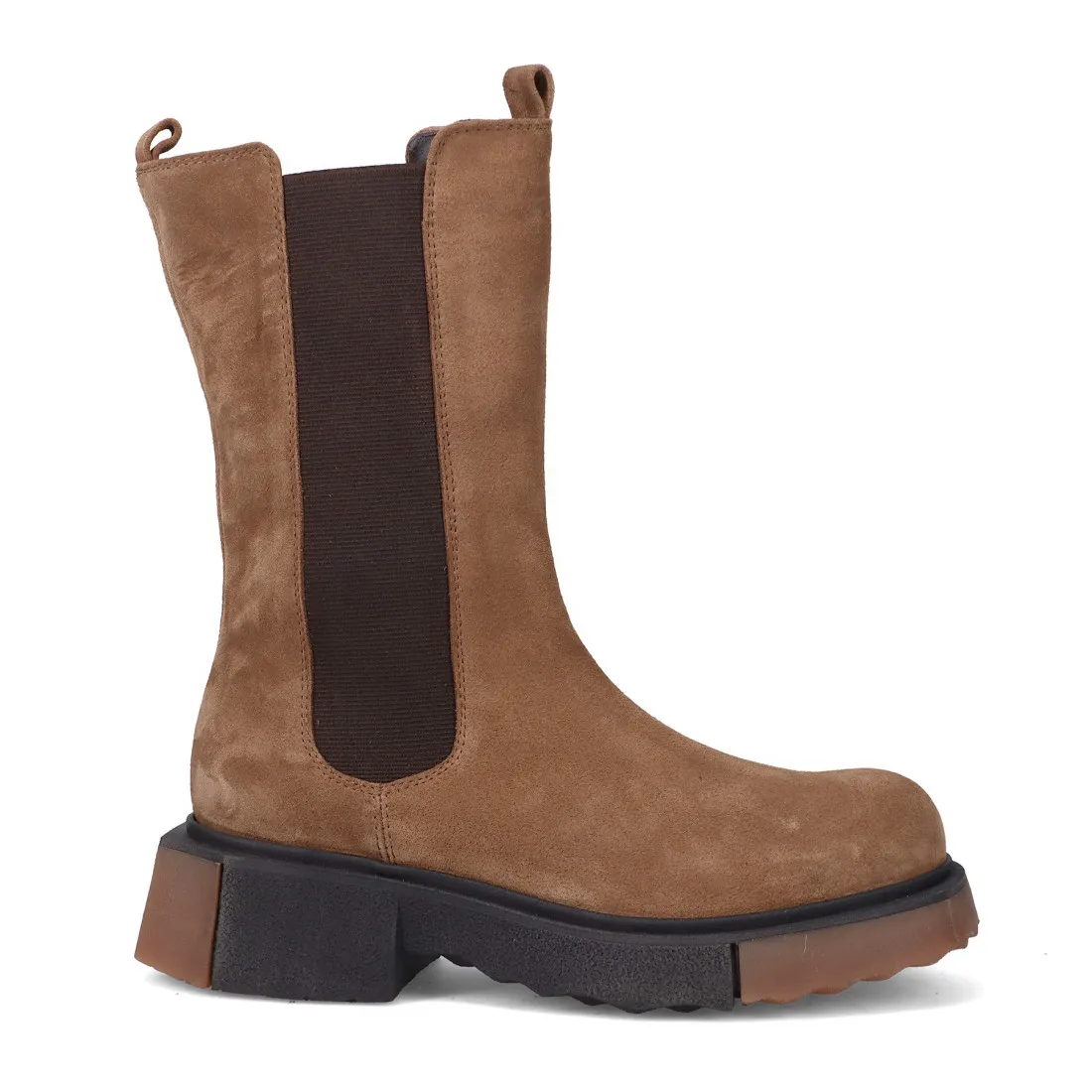 Stivaletto Chelsea Vicolo 8 in suede sigaro con suola bicolore