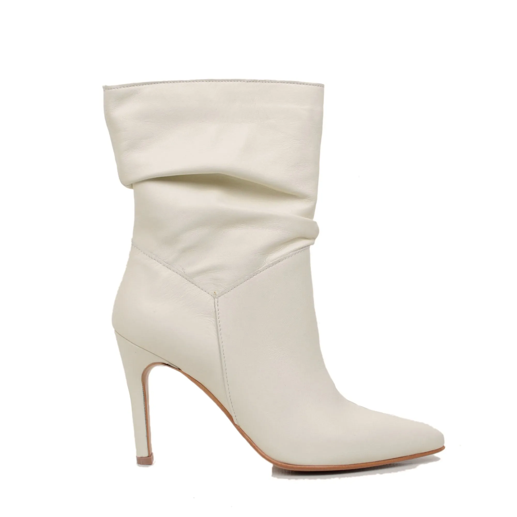 Stivali Donna Bianchi con Tacco a Spillo in Pelle Made in Italy