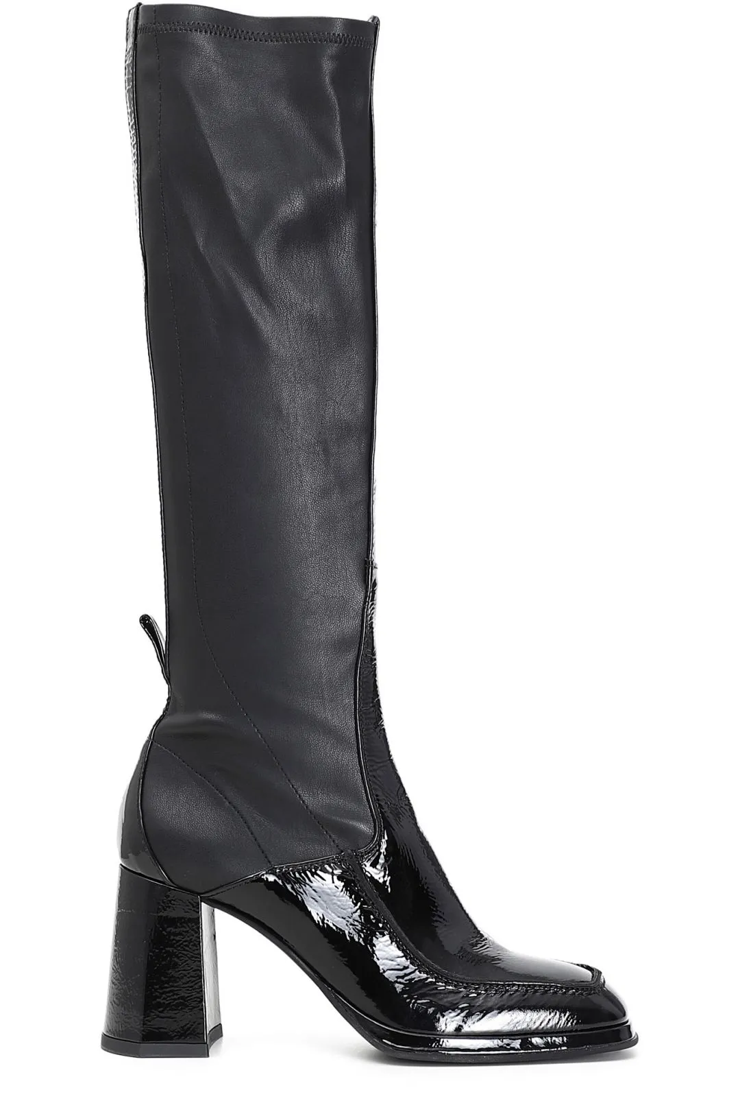 stivali in pelle naplack e materiale stretchy