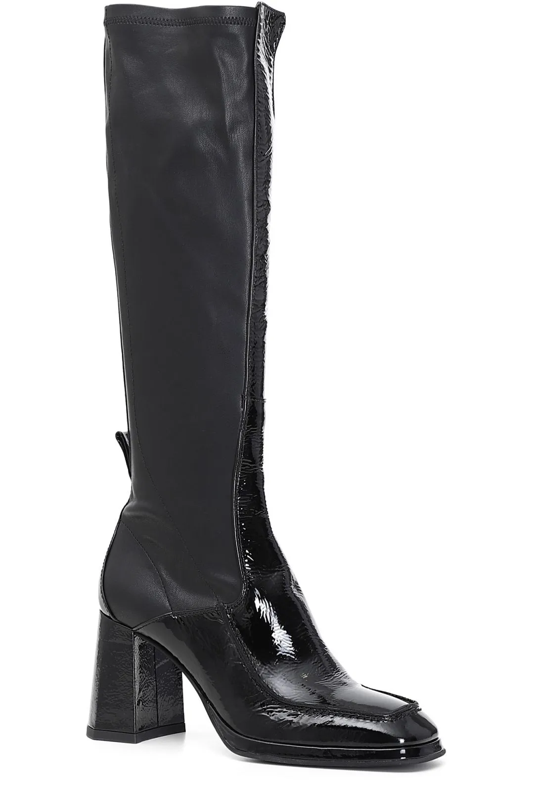 stivali in pelle naplack e materiale stretchy