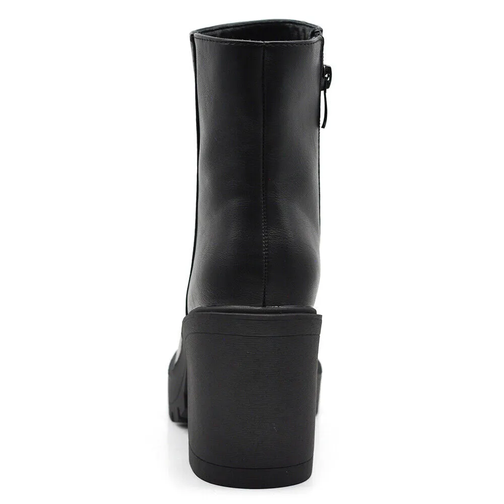 Stivali Stivaletti Tronchetti Da Donna Con Tacco Platform Zeppa MP650 nero beige