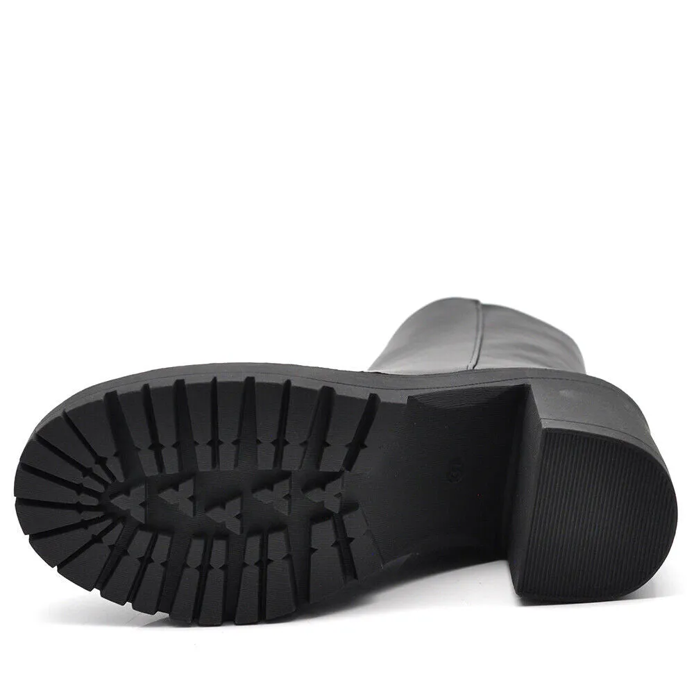 Stivali Stivaletti Tronchetti Da Donna Con Tacco Platform Zeppa MP650 nero beige