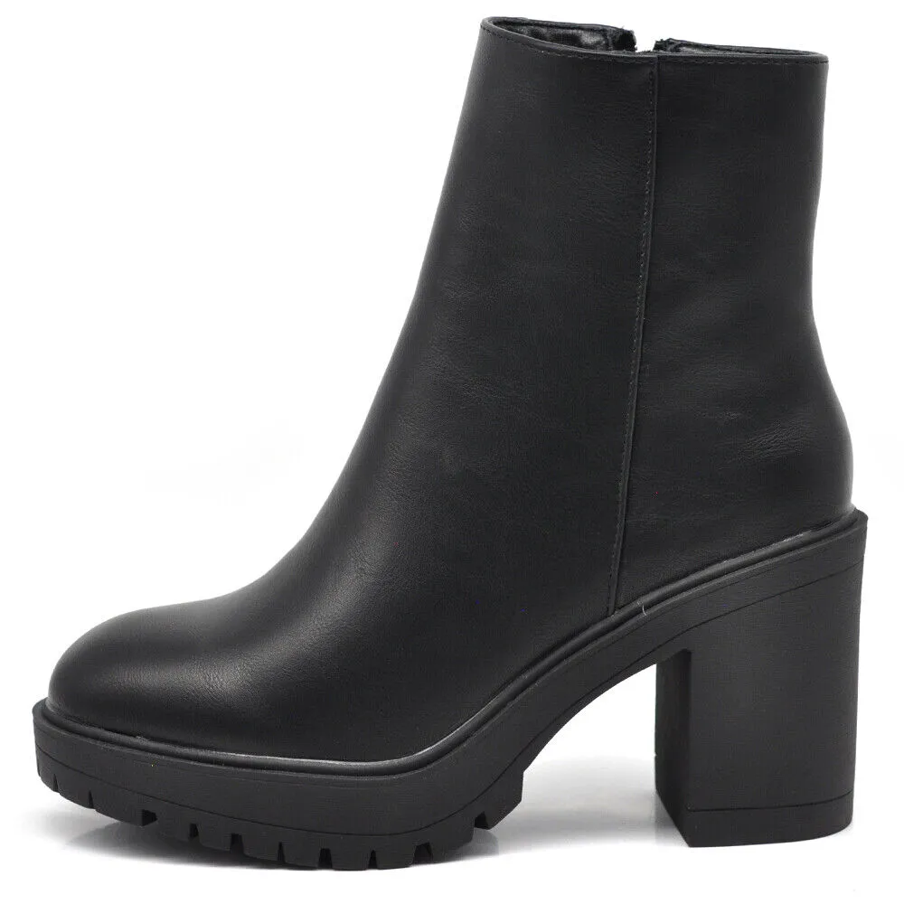 Stivali Stivaletti Tronchetti Da Donna Con Tacco Platform Zeppa MP650 nero beige