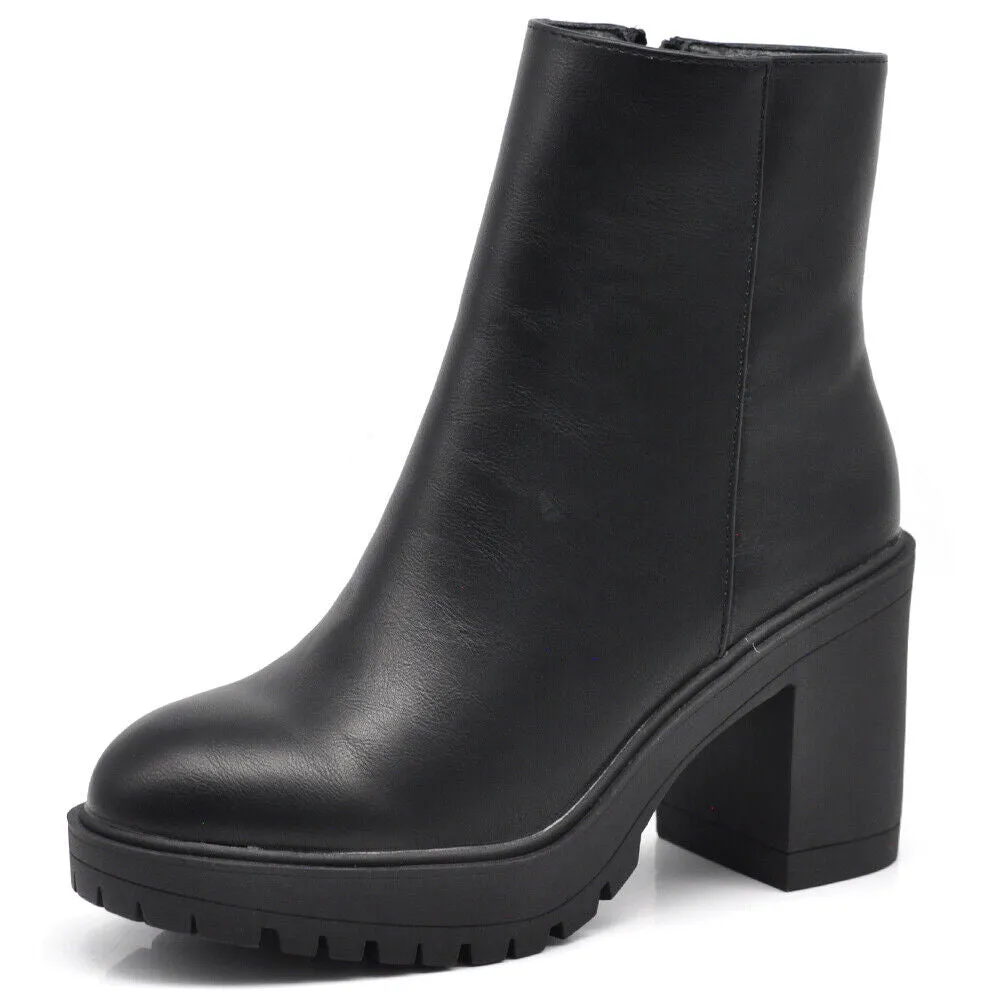 Stivali Stivaletti Tronchetti Da Donna Con Tacco Platform Zeppa MP650 nero beige