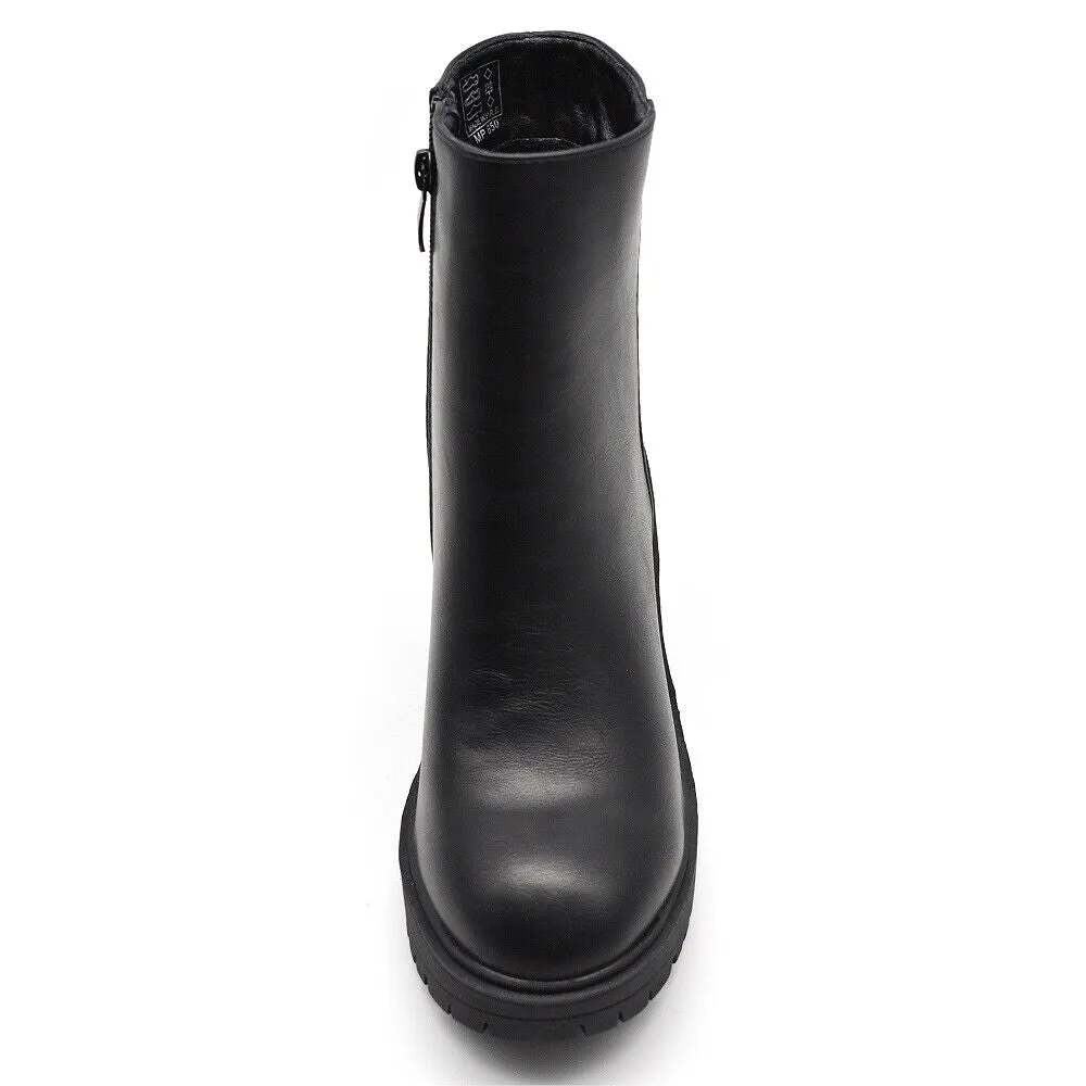 Stivali Stivaletti Tronchetti Da Donna Con Tacco Platform Zeppa MP650 nero beige
