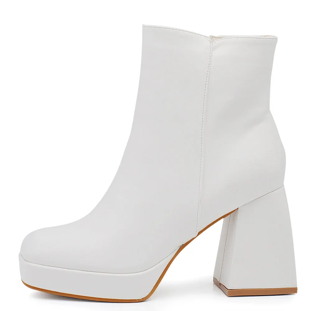 Stivali Stivaletti Tronchetti Da Donna Con Tacco Punta Quadrata Platform HF-86