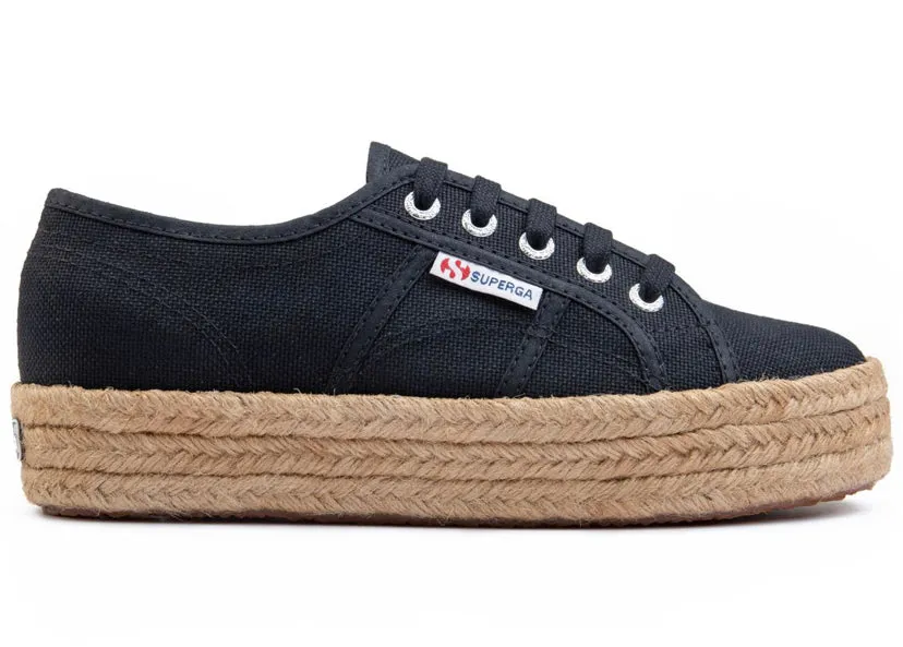 Superga suola in corda 3cm Nera